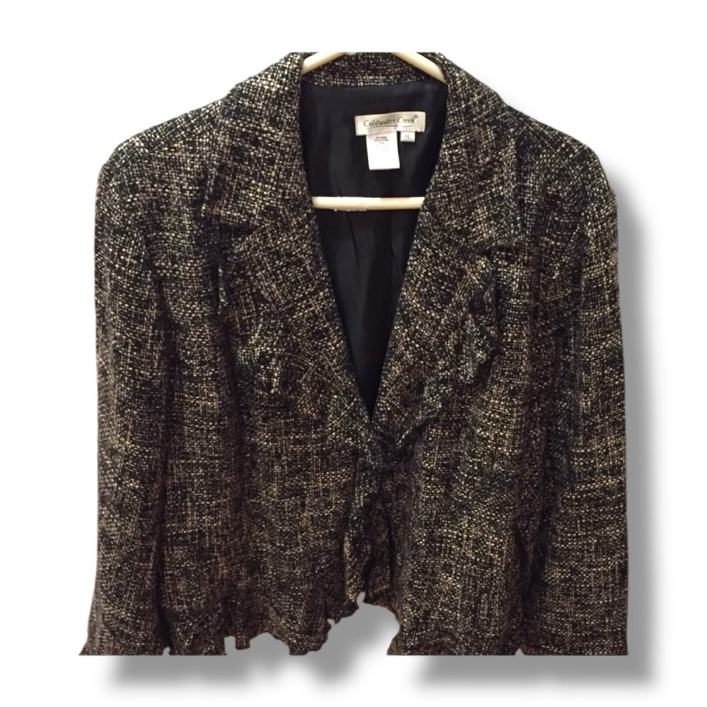 COLDWATER CREEK Jacket Tweed with Ruffled Lapel & Cuffs jacket - XL